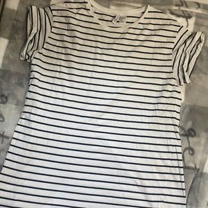 Divided Basic Black and White Stripe T-Shirt Dress